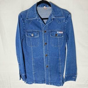 Vintage GWG Classic Med Wash Blue Denim Western Style Shirt Jacket XS